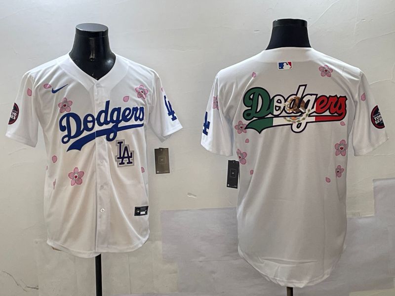 Men Los Angeles Dodgers Blank White Sakura Edition 2025 Nike MLB Jersey style 12